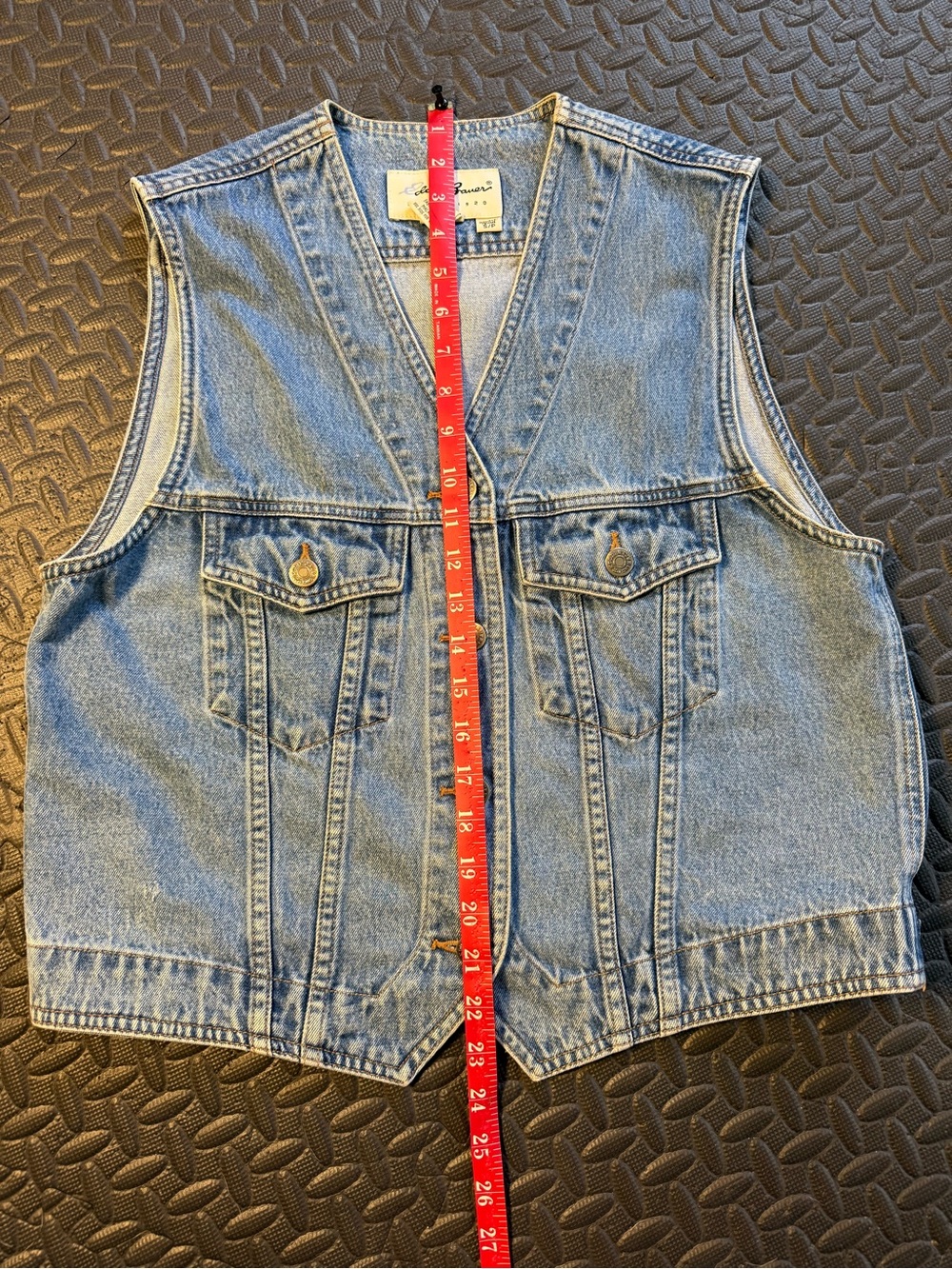 Eddie Bauer 90’s Vintage Light Wash Utility Denim Vest 100% Cotton Size Small - Picture 7 of 9